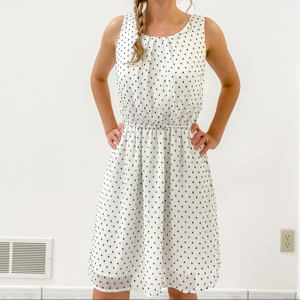 White and Black Dress Polkadots Small Flowy